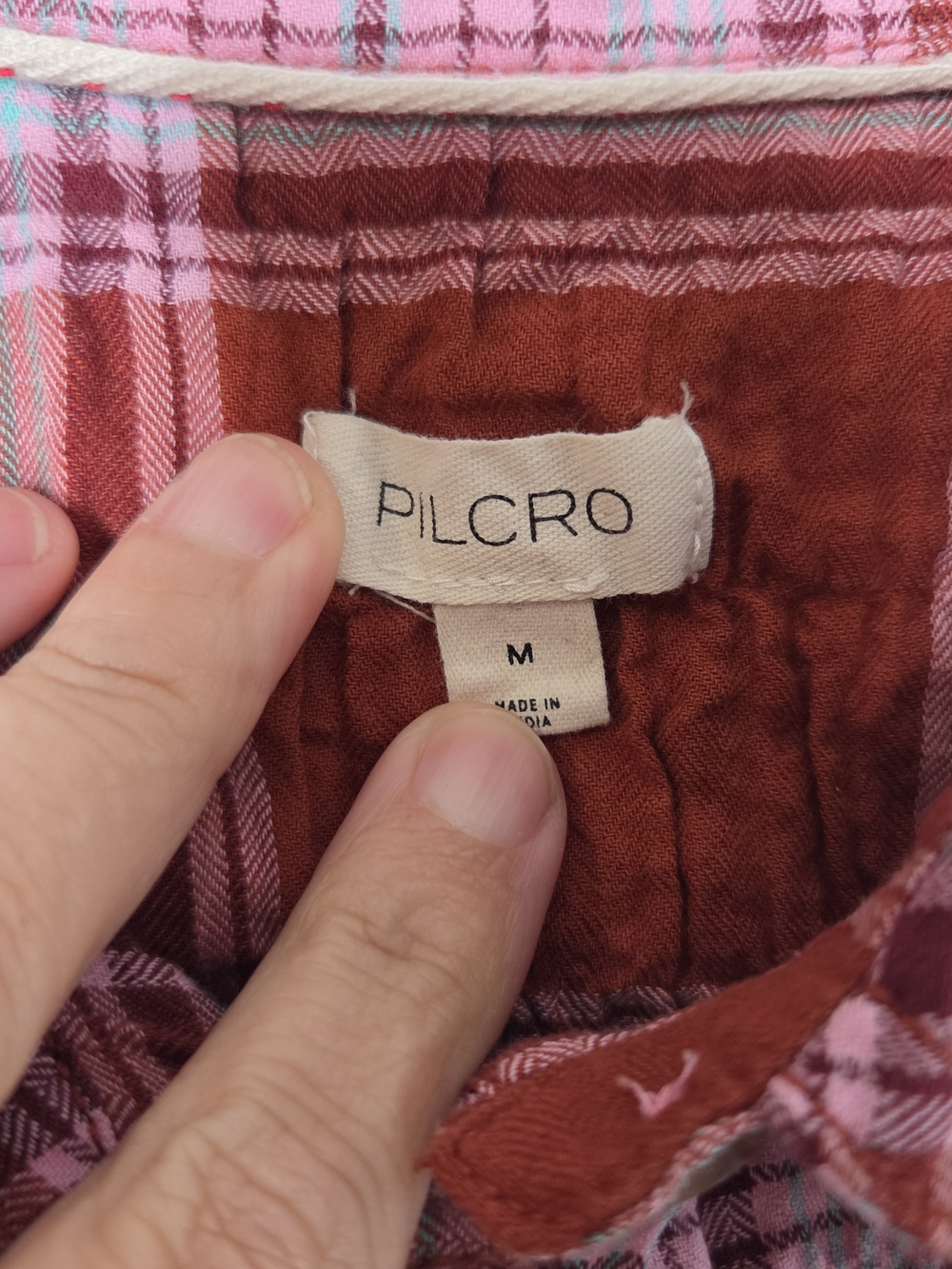 Pilcro The Bobbie Plaid Fitted Waist Shirt - Picture 2 of 8